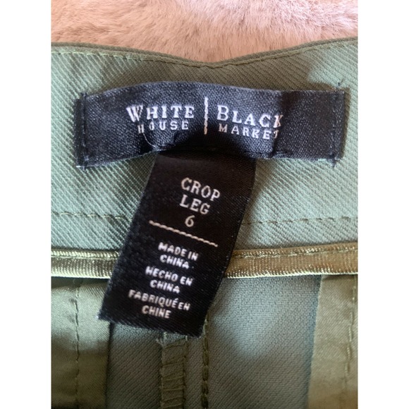 White House Black Market WOMENS Crop Leg PANTS SIZE 6 Green Cuffed Work BX - Picture 3 of 4